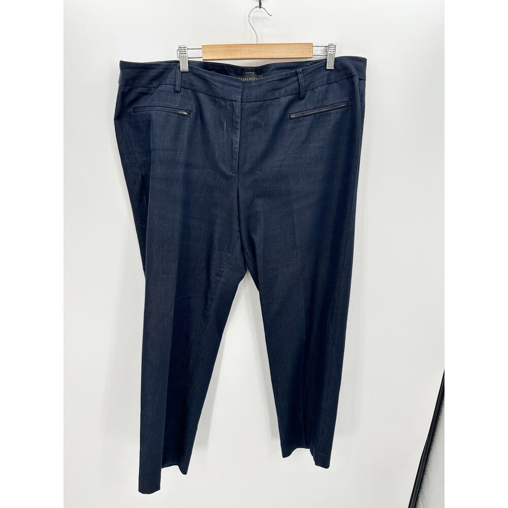 Talbots Woman Navy Blue Hampshire Chino Dress Pants Plus Size 18W‎ DK14